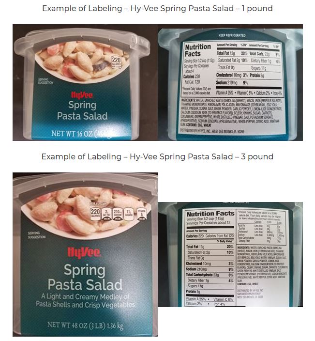 HyVee Spring Pasta Salad Recall Scott County, Iowa